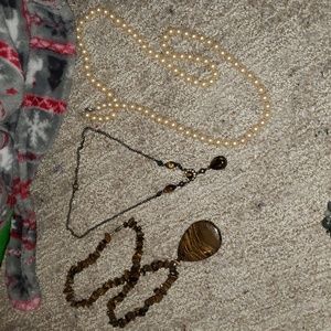 3 vintage necklaces semi precious stone